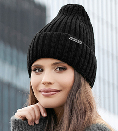 Wełniana czapka damska, Sovija, czarna, 55-58 cm