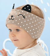 Opaska dla dziewczynki na głowę, opaska na uszy, Ismala, beżowy, 36-39 cm