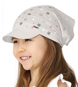 Chustka z daszkiem, na gumce, na głowę dla dziewczynki, Batuna, jasny szary, 52-54 cm