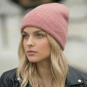 Czapka przejściowa damska z Wełny i Kaszmiru, Tula, różowa, 56-60 cm