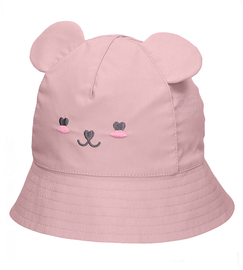 Dziewczęcy kapelusz na lato z uszkami – 100% bawełna, filtr UV+30, Impuku, brudny róż, 48-50 cm