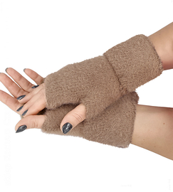 Rękawiczki - mitenki bez palców, damskie, Paraiso 54, kakaowe, M/L