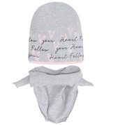 Komplet wiosenny-jesienny, czapka i chustka dla dziewczynki, szary, Follow You, 47-50 cm