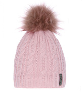 Czapka zimowa damska, warkoczowy wzór, Kamra, różowa jasna, 55-57 cm