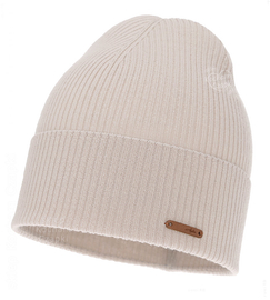 Czapka wiosenna/jesienna damska, merino 100%, Elfira, beżowa jasna(04) , 54-56 cm