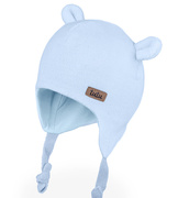 Czapka niemowlęca, z weluru, niebieska, Olive, 34-36 cm