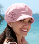 Kaszkiet damski na lato, czaka damska lniana, różowa, 55-57 cm