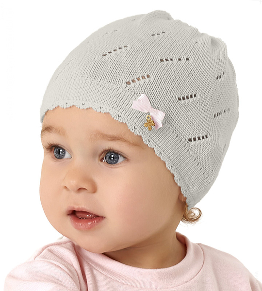 Czapka wiosenna/na lato dla dziewczynki, szara, Rebcia, 45-48 cm