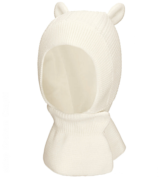 Czapka, kominiarka zimowa dla dziewczynki, Zemelia, kremowa, 42-46 cm