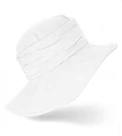 Kapelusz damski z dużym rondem, lniany na lato, Eanda, biały, 55-56 cm
