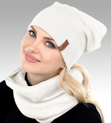 Czapka i komin damski, komplet wiosenny-jesienny, biała, Clara, 55-58 cm