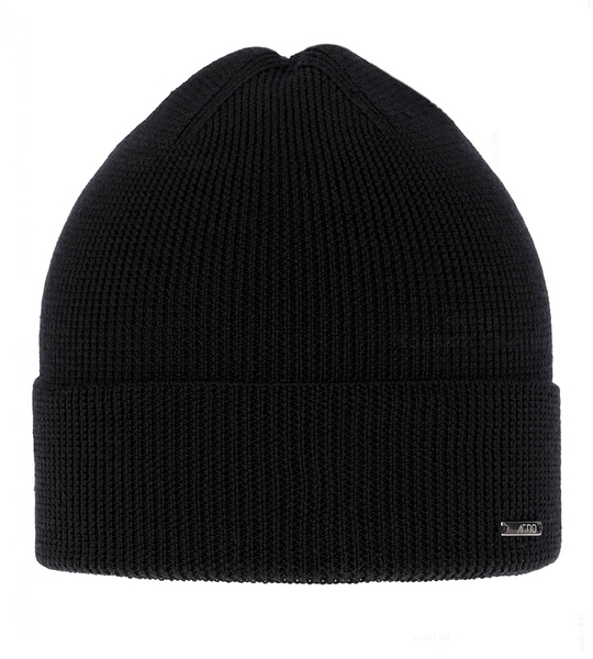 Czapka męska, wełna merino, wiosenna/jesienna, Felisio, czarna, 56-59 cm