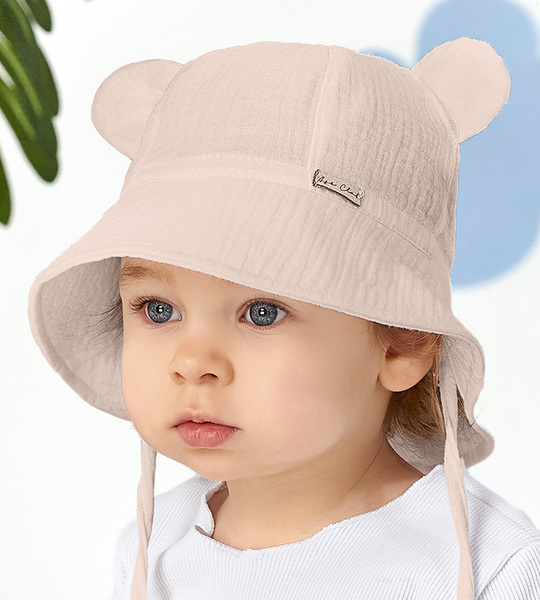 Kapelusz dla dziewczynki, muślinowy, beżowy, Alcotia, 50-52 cm