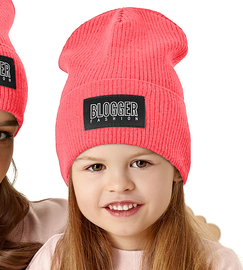 Czapka wiosenna/jesienna, dla dziewczynki, koralowy, BlogFash, 52-54 cm