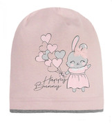 Czapka wiosenna/jesienna, dla dziewczynki, z króliczkiem, brudny róż, Katai, 47-50 cm