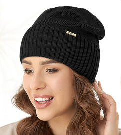 Czapka damska, zimowa, Doana, czarna, 56-59 cm