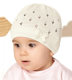 Czapka niemowlęca dla dziewczynki, kremowy,  Malena,  36-40 cm