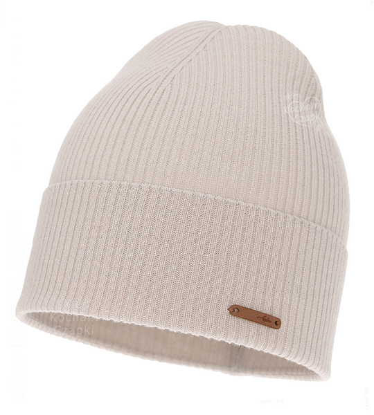 Czapka wiosenna/jesienna damska, merino 100%, Elfira, beżowa jasna(04) , 54-56 cm