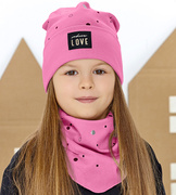 Czapka i chustka, wiosenna/jesienna, komplet dla dziewczynki, różowy, Faiga, 46-49 cm