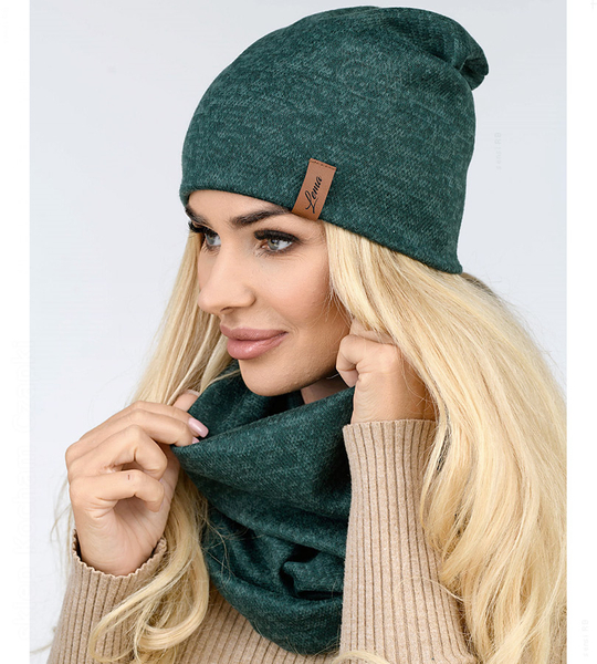 Czapka i komin zimowy, Lavita, zielony, 55-57 cm