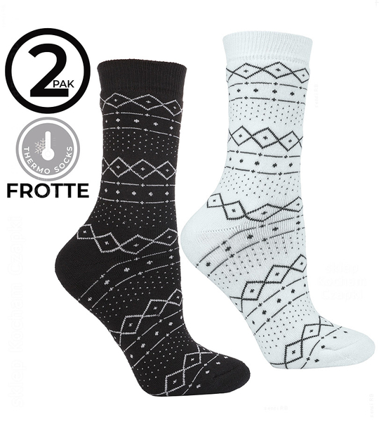 Skarpetki damskie frotte, ciepłe zimowe, dwupak, rozm. 38-41