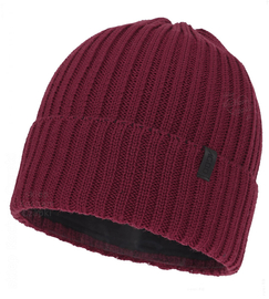 Czapka zimowa męska, z wełną merino i polarem, Ryttol, bordowa, 56-58 cm