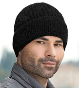 Czapka zimowa męska, z polarową podszewką, Passos, czarny, 55-57 cm