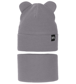 Komplet wiosenny/jesienny dla chłopca, czapka i komin, szary, Jragan, 50-54 cm