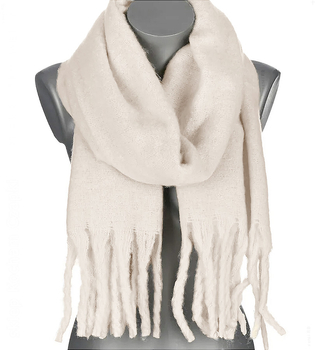 Szalik zimowy damski, gruby długi szal 200 cm, 2503, jasny beż
