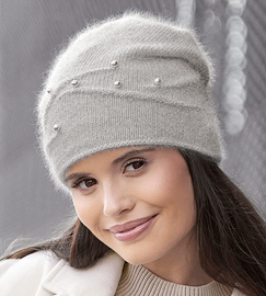 Czapka zimowa, damska, Izydora, angora, szary, 54-56 cm