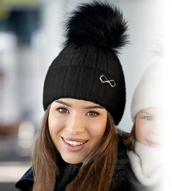 Czapka i komin zimowy, komplet damski, Selaria, czarny, 54-56 cm