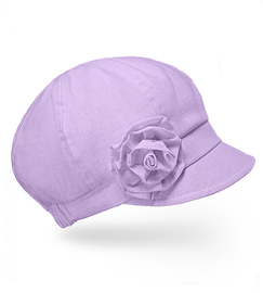 Elegancka czapka z daszkiem, kaszkiet damski z lnu, na lato, S784, fioletowy, 55-57 cm