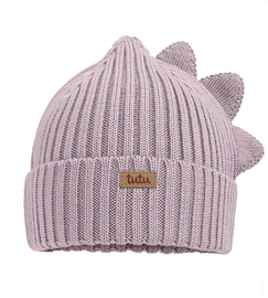 Czapka zimowa z wełny merino, z grzebieniem dinozaura, Ehidno, wrzosowa, 50-54 cm