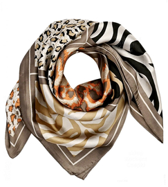 Chusta damska, apaszka satynowa, GB56, panterka, 70x70 cm