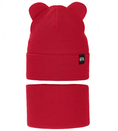 Komplet wiosenny/jesienny dla dziecka, czapka i komin, czerowny, Jragan, 50-54 cm