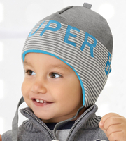 Czapka na jesień/wiosnę dla chłopca, Super Look, szary+turkus, 42-46 cm