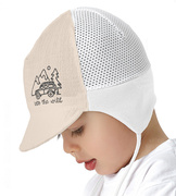 Czapka na lato dla niemowlaka, muślinowa z siateczką i daszkiem, Ryoko, 43-45 cm