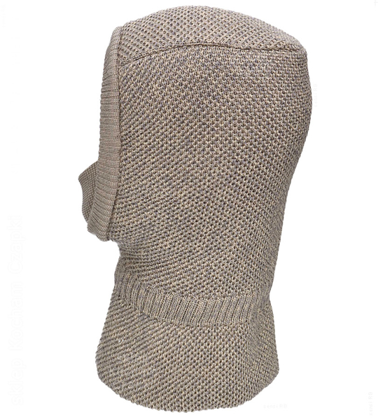 Kominiarka zimowa z wełny merino 100% dla chłopca, Kajetan, beż melanż, 48-52 cm 