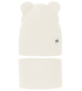 Komplet wiosenny/jesienny dla dziewczynki, czapka i komin, kremowy, Jakra, 50-54 cm