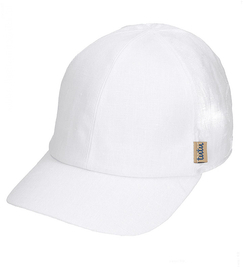 Czapka z daszkiem, dla dziecka, biała z lnu, Kapan, 46-50 cm