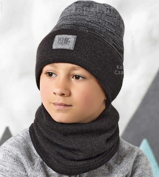 Komplet chłopięcy, czapka beanie i komin, Mathias rozm. 50-54 cm