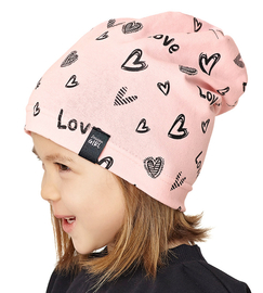 Czapka wiosenna-jesienna dla dziewczynki, pudrowy, Emilie, 53-55cm