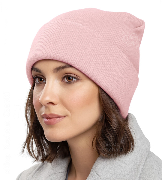 Czapka damska z wełny merino i kaszmiru, zimowa, Ginevra, różowa, 55-58 cm