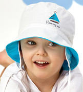 Kapelusz dla chłopca, wiązany, biały, My Sea, 46-48 cm