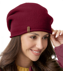 Czapka wełniana damska, zimowa/jesienna, Gabbela, bordowa, 57-61 cm
