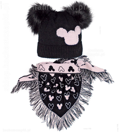 Czapka i chusta dla dziewczynki, na zimę, Felja, czarny, 44-48 cm