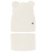 Komplet wiosenny/jesienny dla dziewczynki, czapka i komin, kremowy, Jakra, 50-54 cm