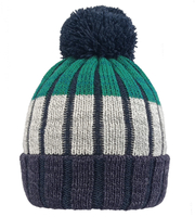 Czapka zimowa męska, polarowa podszewka, Sentido, granat + zielony, 55-58 cm