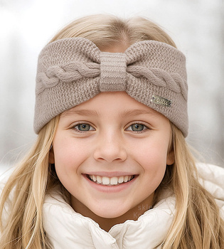 Opaska z wełny merino i kaszmiru dla dziewczynki, Venicia, beżowy, 50-53 