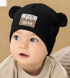 Czapka wiosenna dla chłopca, dzianina, Tragen, czarny, 40-44 cm